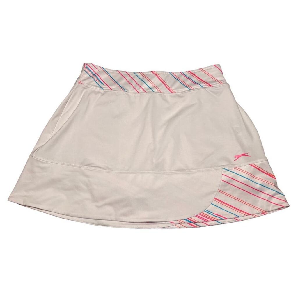 Slazenger White Athletic Skort with Pink and Blue Stripe Accents